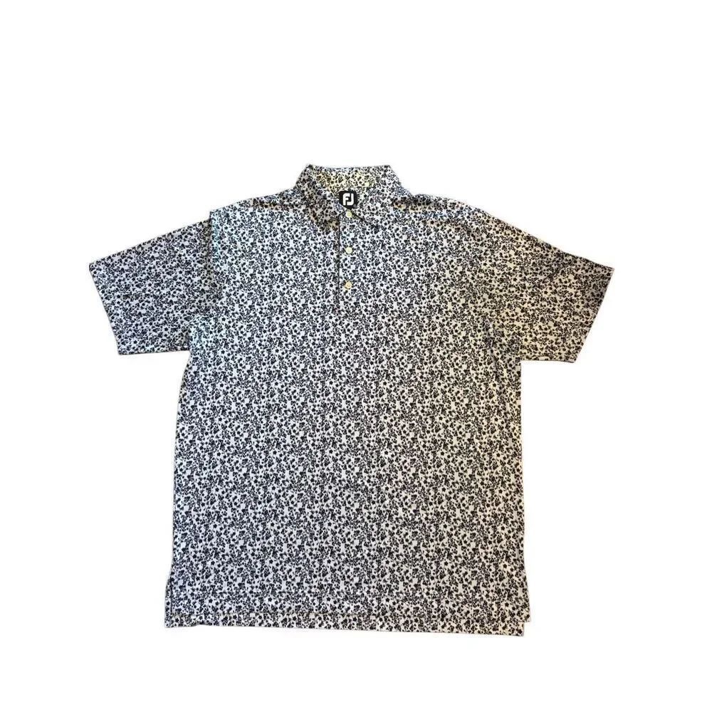 Footjoy blue navy floral short sleeve golf polo shirt XL